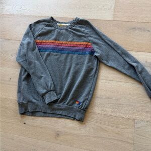 Aviator Nation Gray Crewneck with Colorful Stripes